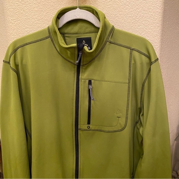 PRANA Men Green Fleece Lined Zipped Jacket Size XL - Picture 2 of 11